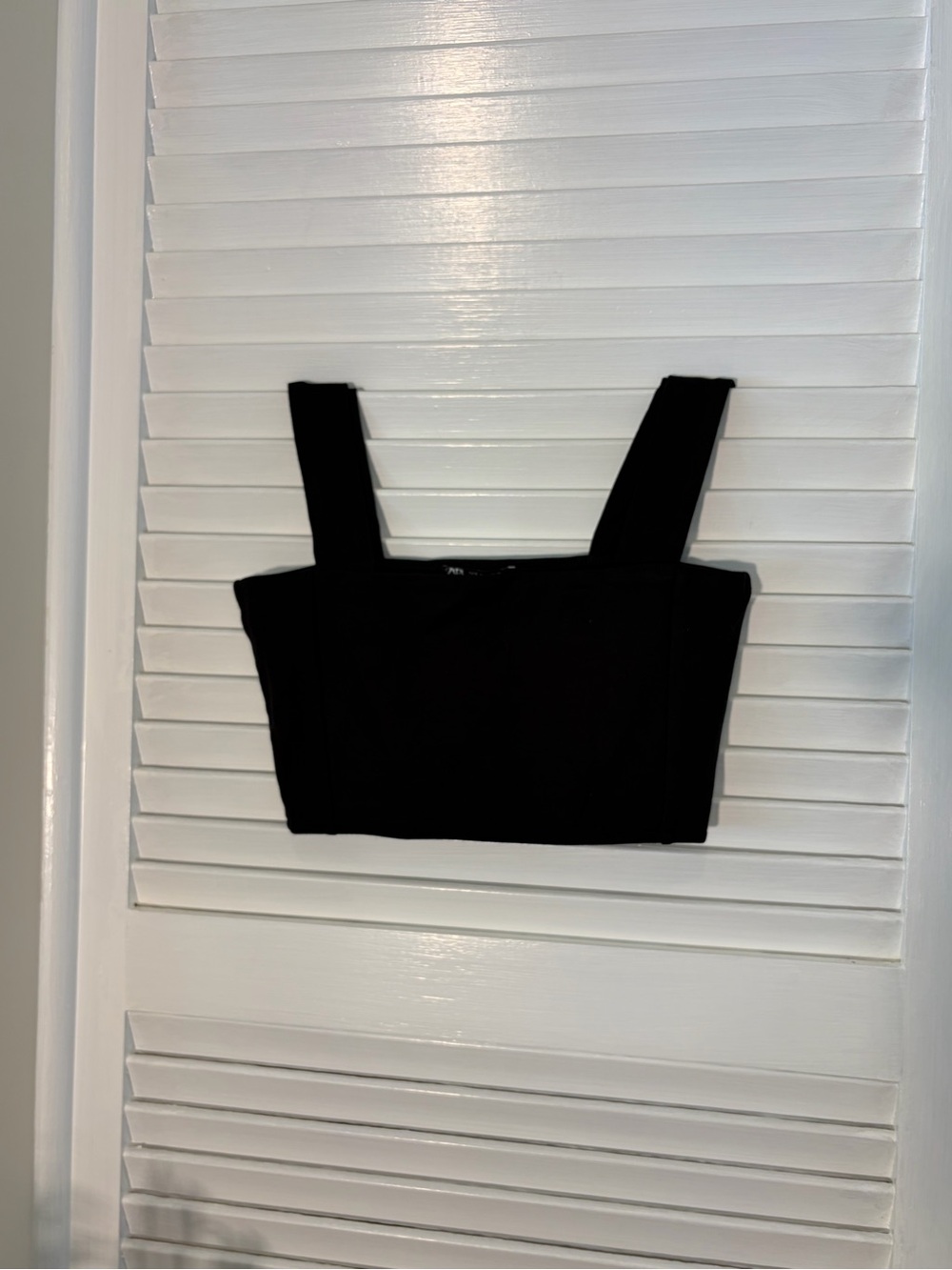 Zara Black Square-Neck Crop Top with Wide Straps